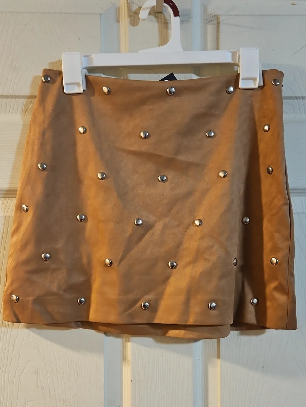 FUTURE COLLECTIVE STUDDED SKIRT: COGNAC BROWN: NEW WITH TAGS: SIZE 4